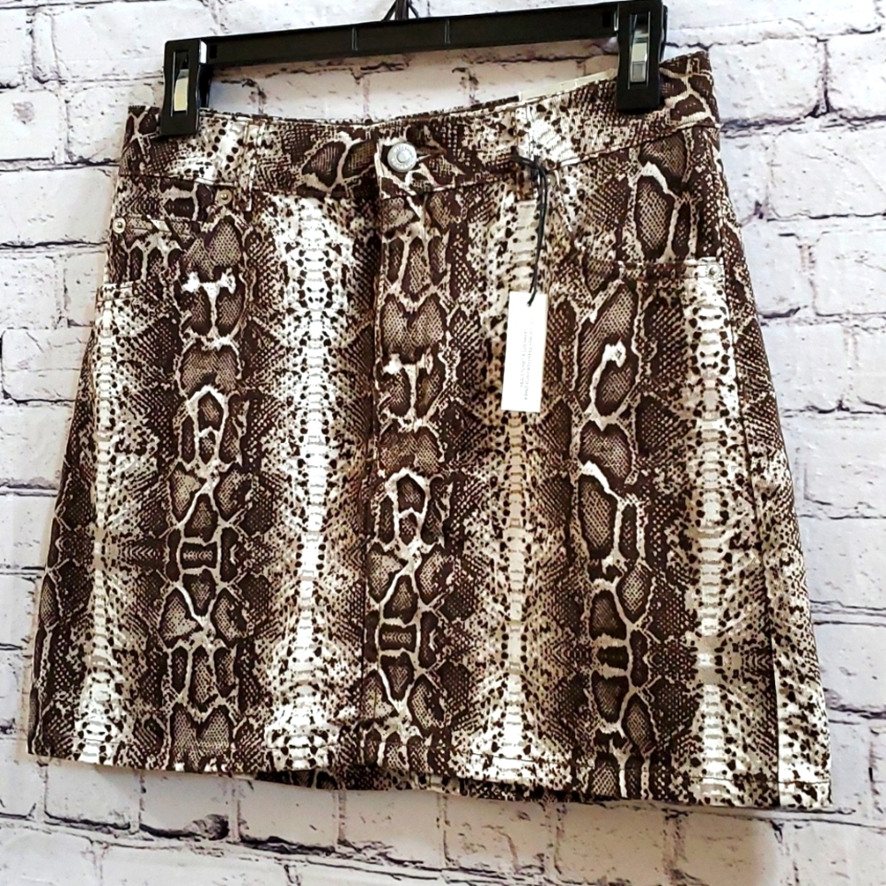 Topshop Moto Snakeskin Denim Mini Skirt Size 6 NWT - Picture 4 of 7